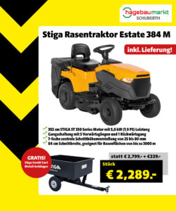 Stiga Benzin-Rasentraktor Estate 384M + GRATIS ANHÄNGER im Wert von 229,--