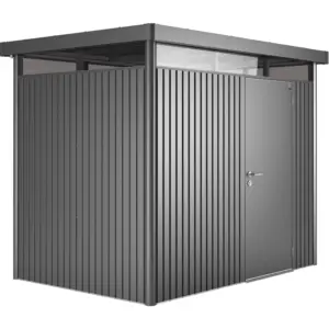 Biohort Gerätehaus »HighLine«, Stahl, BxHxT: 275 x 222 x 195 cm (Außenmaße inkl. Dachüberstand), dunkelgrau mit Einzeltür