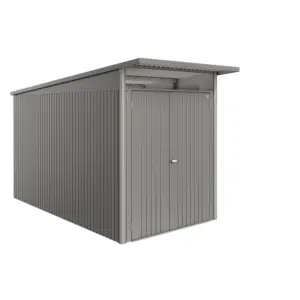 Biohort Gerätehaus »AvantGarde Eco«, BxHxT: 180 x 222 x 380 cm (Außenmaß), Gr. A4, quarzgrau-metallic mit Doppeltür