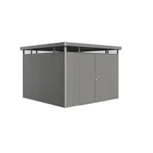 Biohort Gerätehaus »Highline«, BxHxT: 314,3 x 221 x 314,3 cm (Außenmaß), Gr. H6, quarzgrau-metallic mit Doppeltür