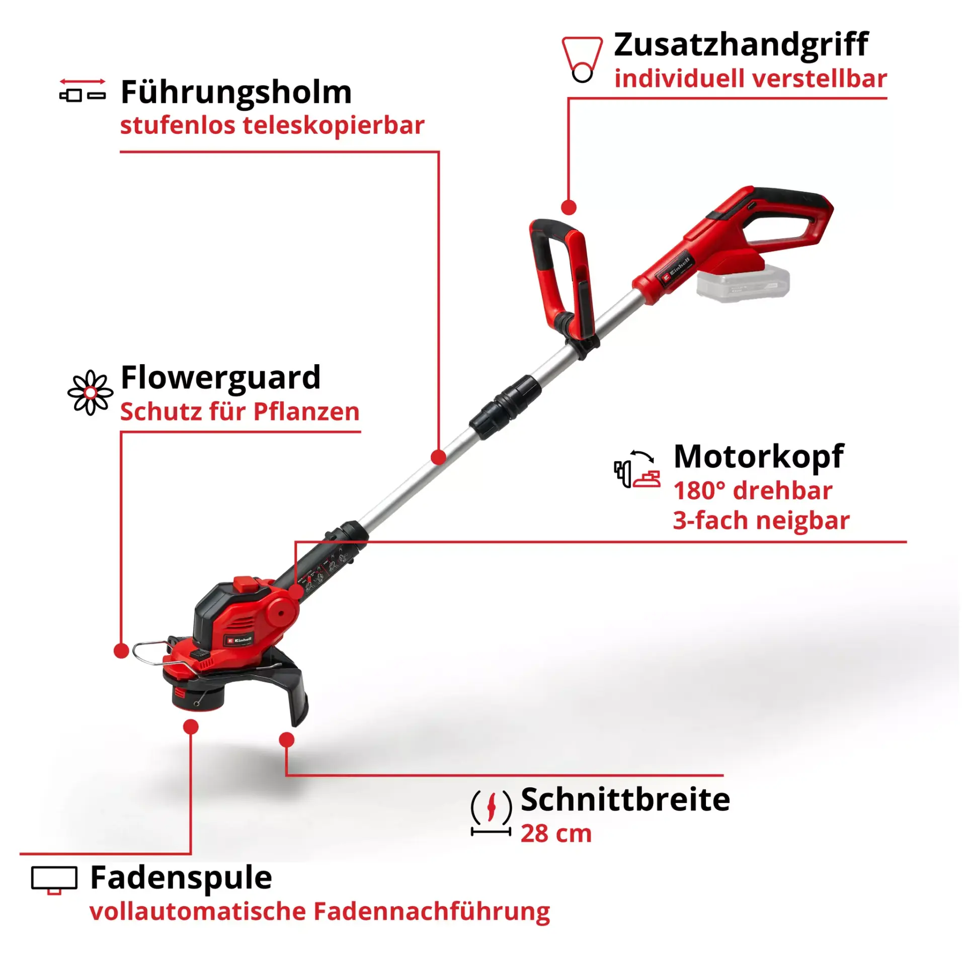 Einhell Akku-Rasentrimmer GE-CT 18/28 Li-Solo, ohne Akku und Ladegerät – Bild 2