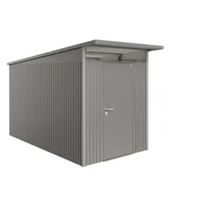 Biohort Gerätehaus »AvantGarde®«, Stahl, BxHxT: 174 x 222 x 334 cm (Außenmaße inkl. Dachüberstand), quarzgrau mit Einfachtür