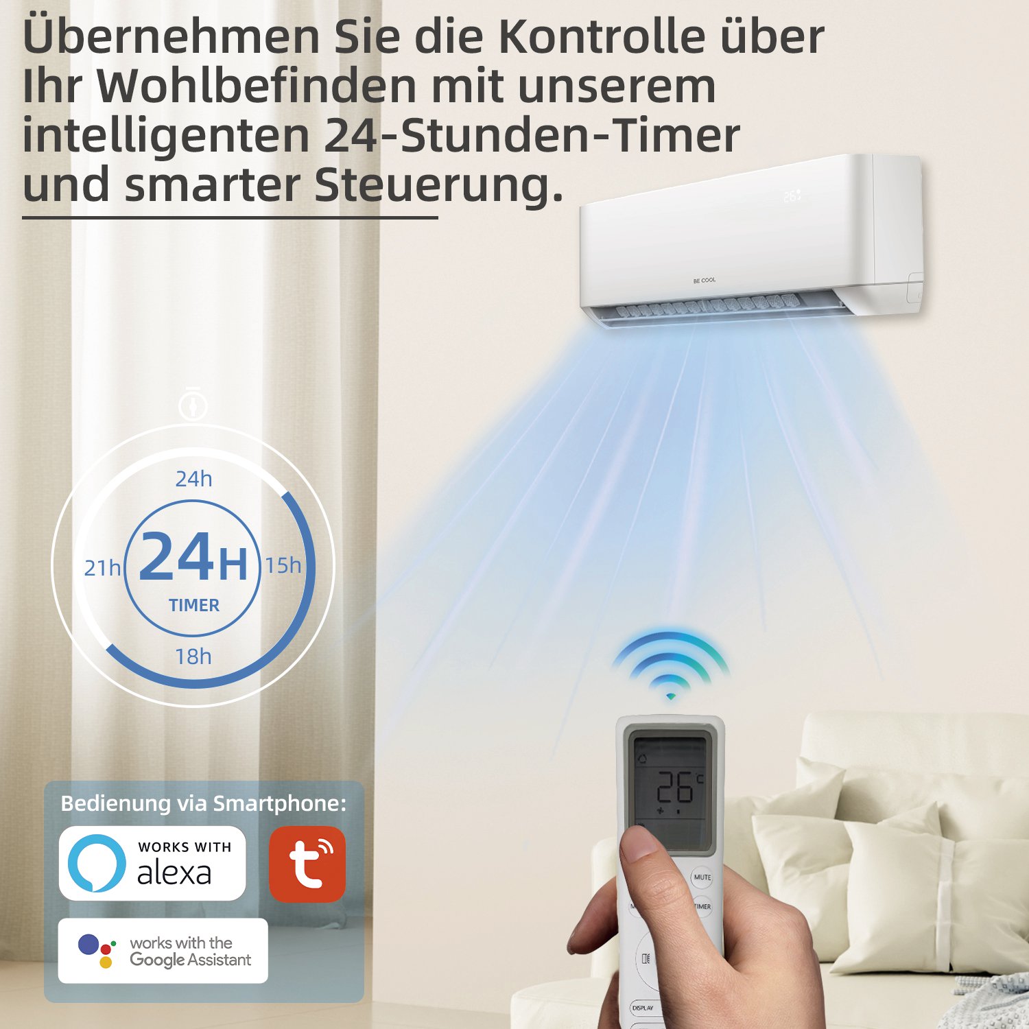 BE COOL Premium Split-Klimagerät 18000 BTU Weiß – Bild 4