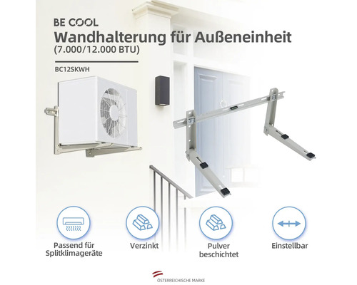 Wandhalterung Be Cool für Klima Split Geräte der Klasse 12.000BTU BC12SKWH, belastbar bis 160 kg – Bild 2